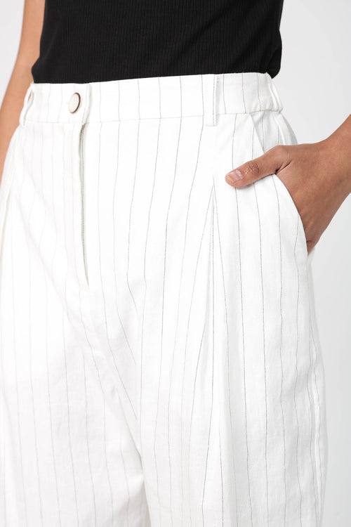 barrel full length pant / ivory|black pinstripe