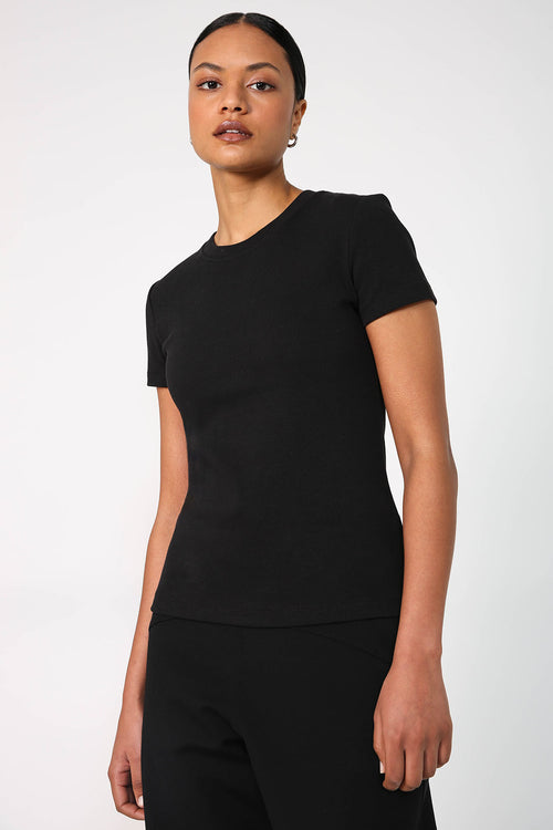 modest rib cap tee / black