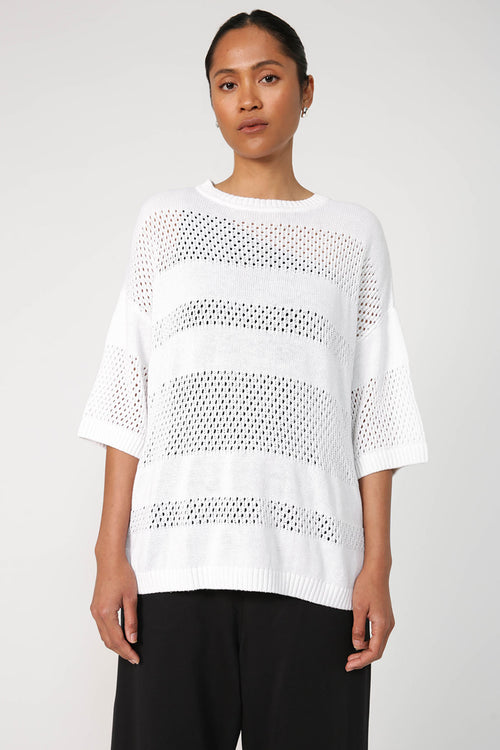 stripe turning top / white
