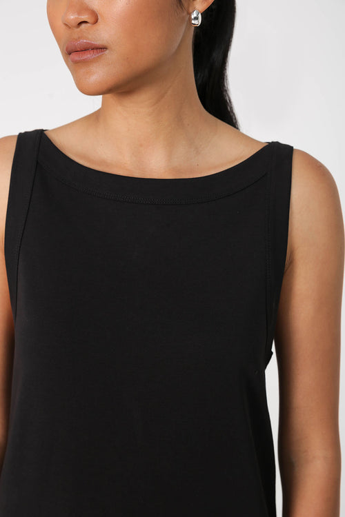 kicked tank dress / black