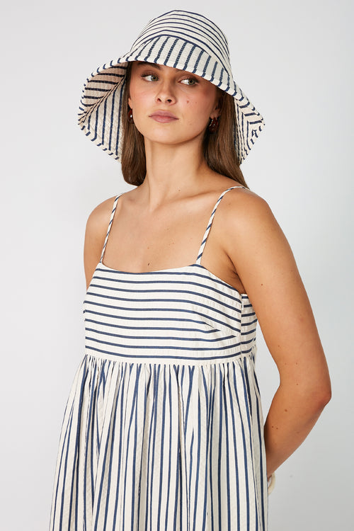 bounty bucket hat / ivory|navy stripe