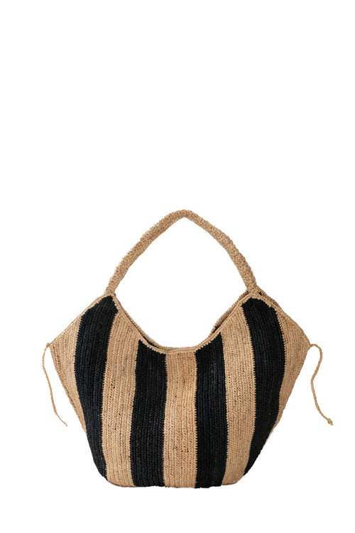 sway straw bag / black|natural stripe