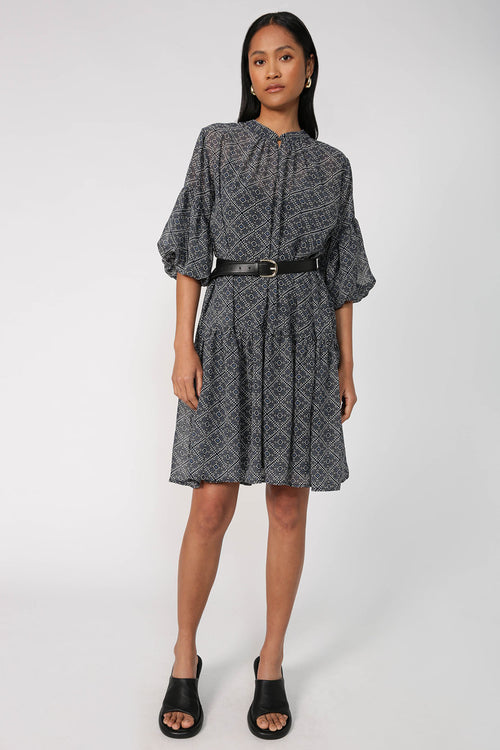 nominate dress / blue|black tile print