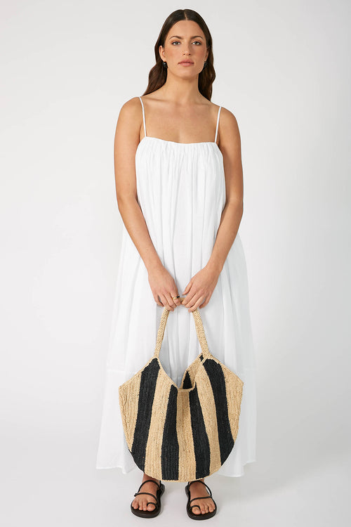 sway straw bag / black|natural stripe
