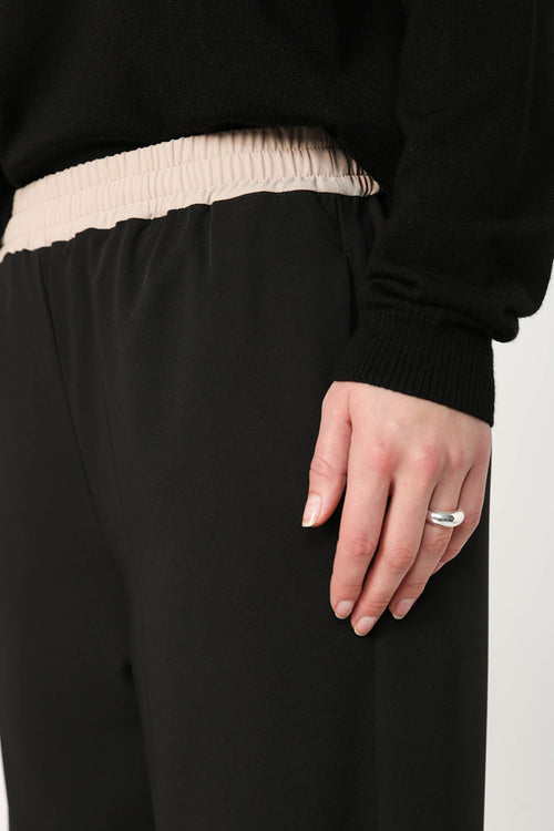coached contrast pant / black