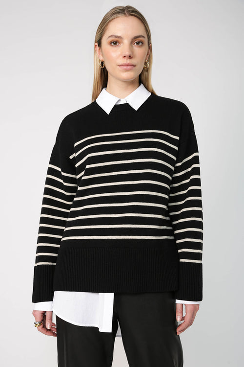 scan sweater / neutral|black stripe