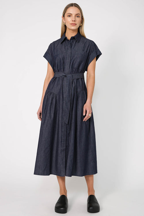 trekker midi dress / indigo blue