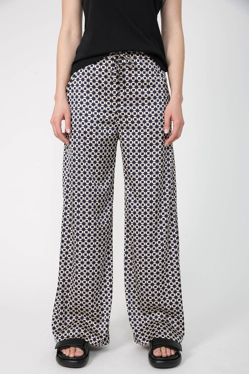 frame pant / navy|natural geo print
