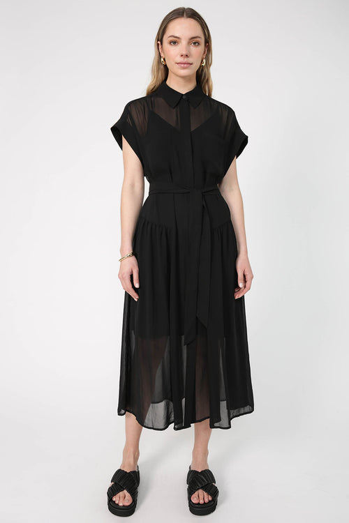 trekker midi dress / black