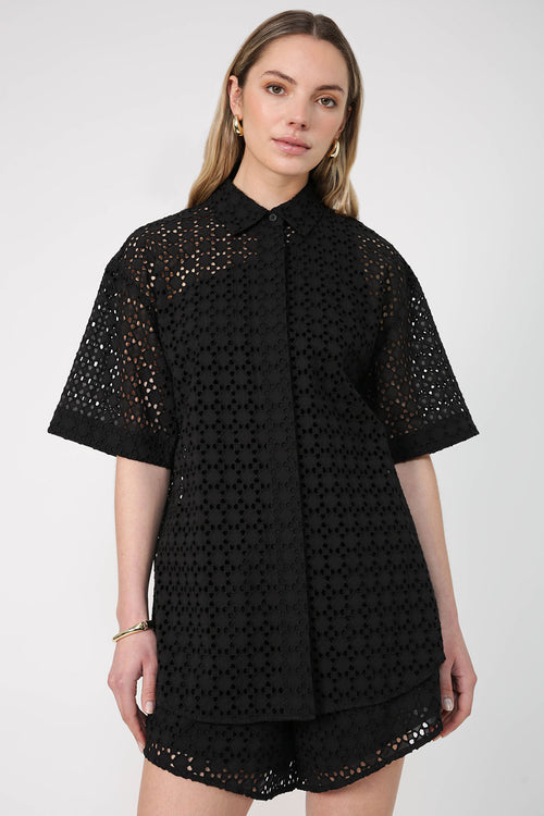 trooper broderie shirt / black