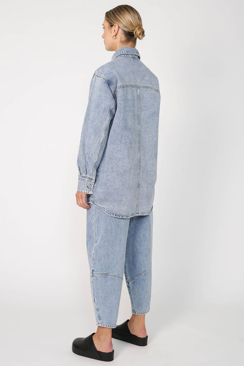 denim shacket / washed indigo blue