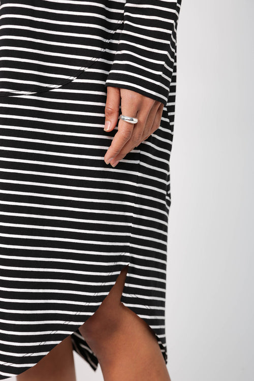 trickster dress / black|white stripe
