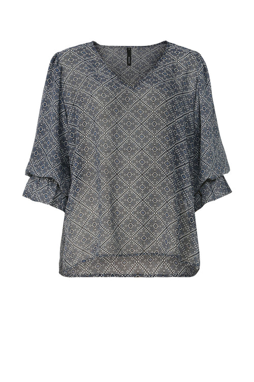 truss tee / blue|black tile print