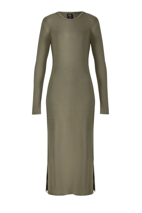 modest rib midi dress / khaki green