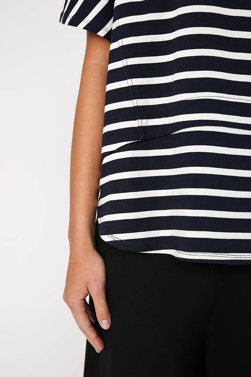 overturn tee / navy|white stripe