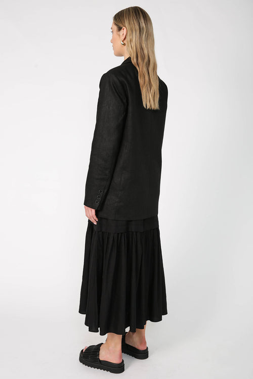 bypass blazer / black linen