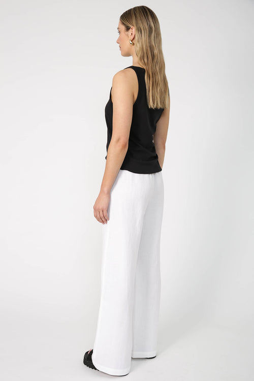 coached pant / white linen