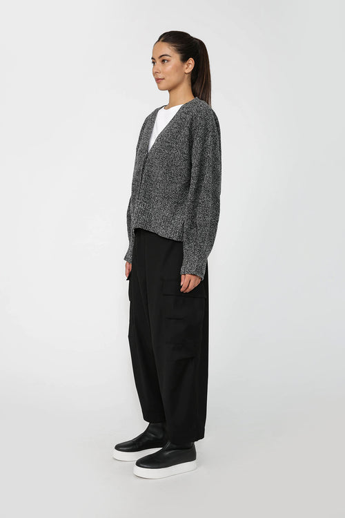 gain cropped cardi / black|white marle