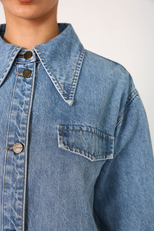 latched shirt / washed indigo