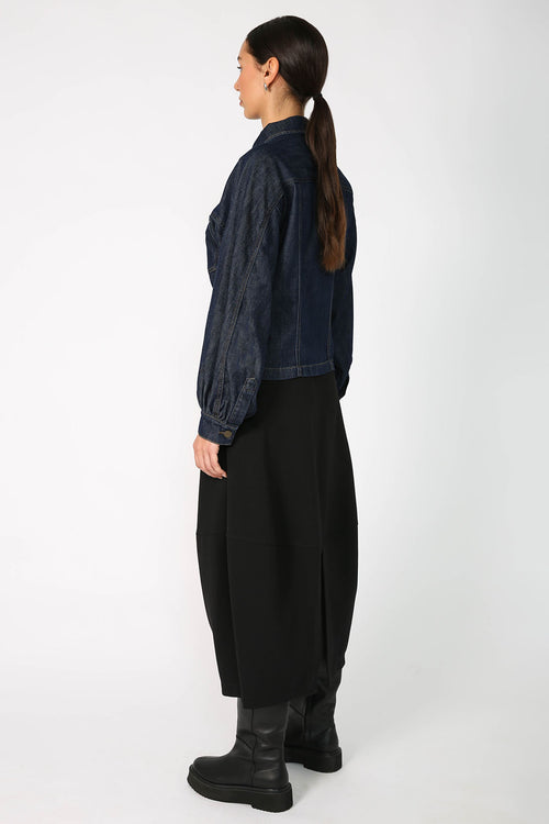 respite crop denim jacket / dark indigo