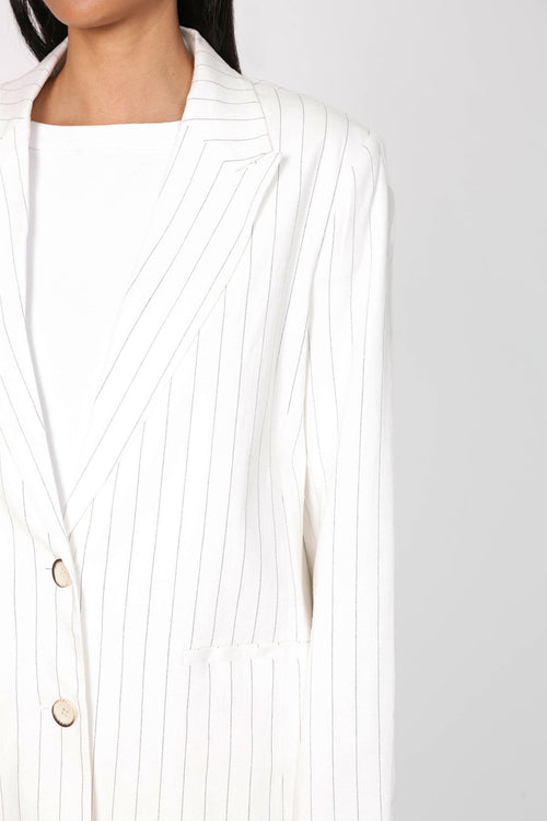 barrel blazer / ivory|black pinstripe