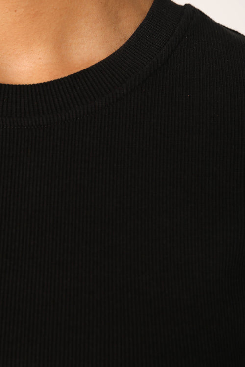 modest rib cap tee / black