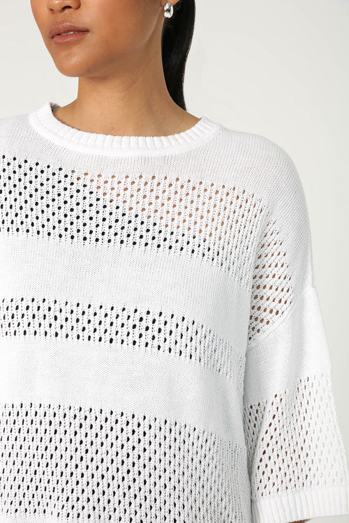 stripe turning top / white