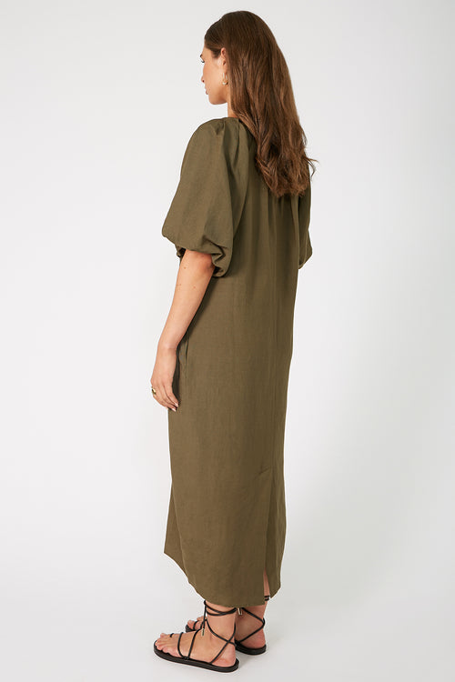 strand midi dress / olive green