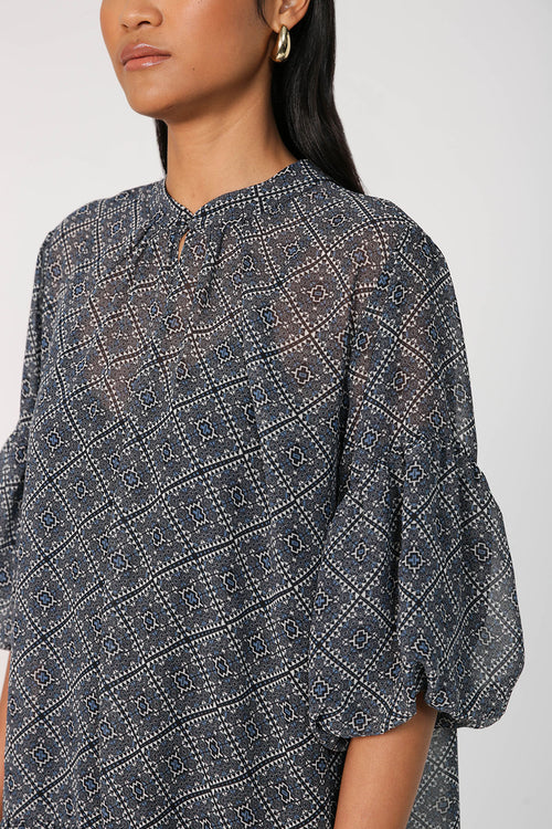 nominate dress / blue|black tile print