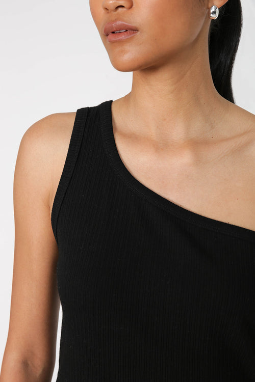 one shoulder tank / black