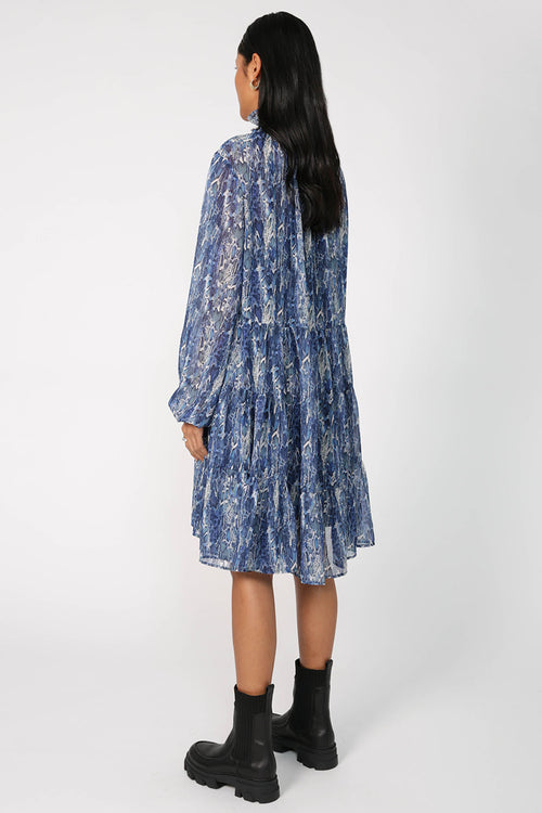 emissive long sleeve dress / blue cobra