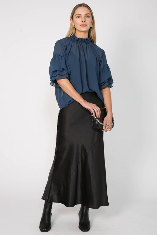 ruffed shirt / dark teal