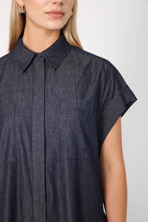 trekker midi dress / indigo blue