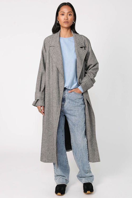 step sweater / sky blue marle
