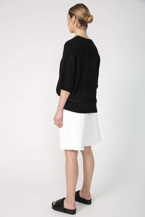 lift denim short / ivory white