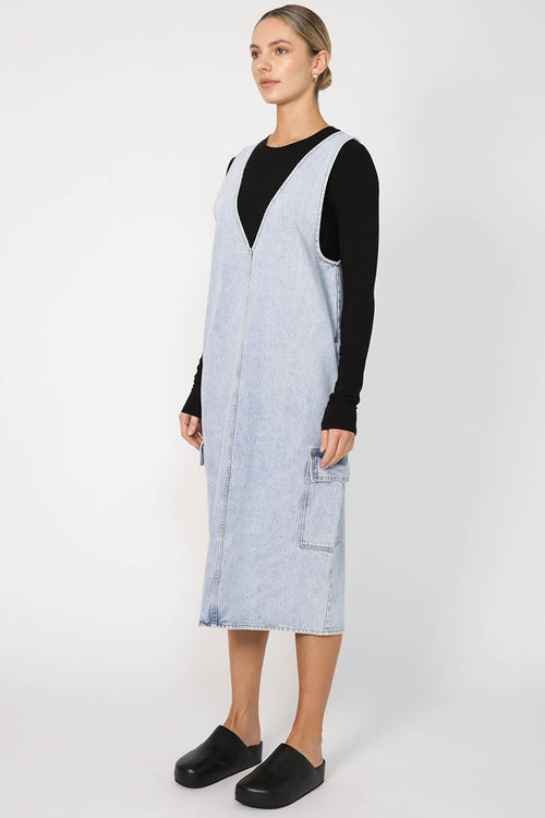 clique pinni dress / washed indigo blue
