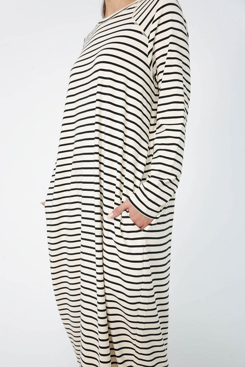 stepping dress / buttermilk | black stripe