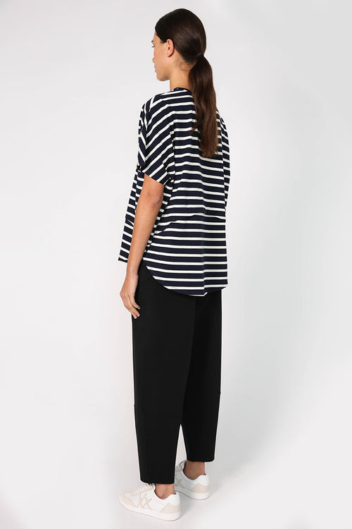 overturn tee / navy|white stripe