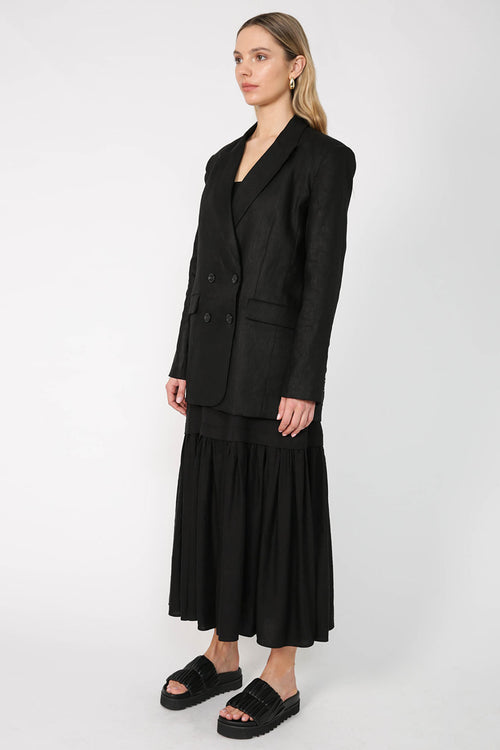 bypass blazer / black linen