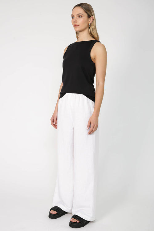 coached pant / white linen