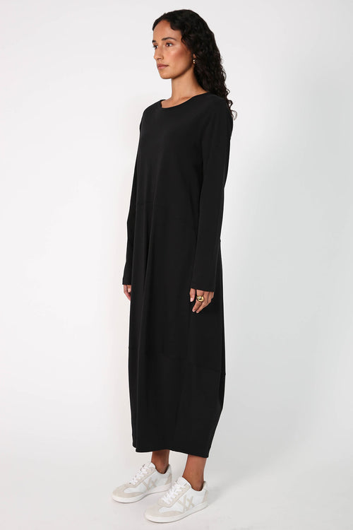 spin longsleeve dress / black