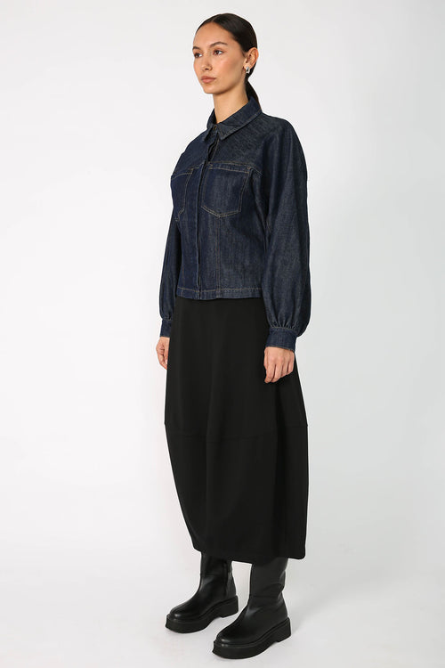 respite crop denim jacket / dark indigo