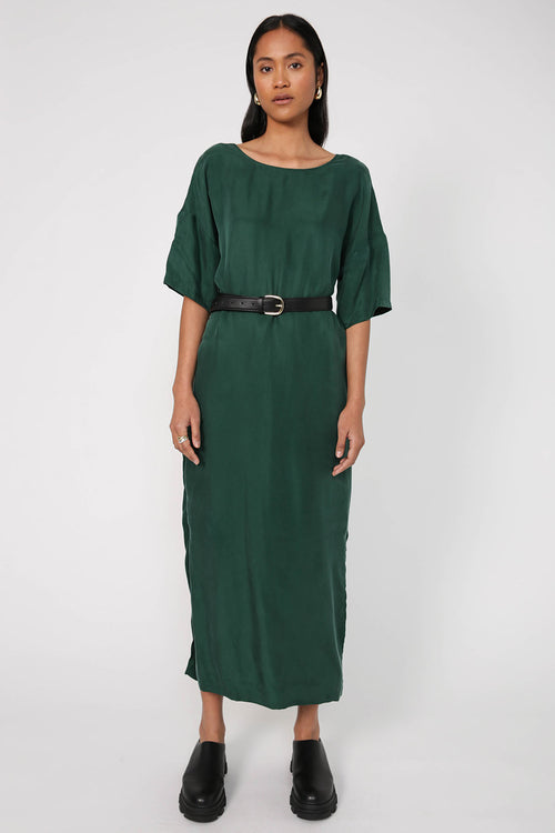 rotation dress / dark emerald green