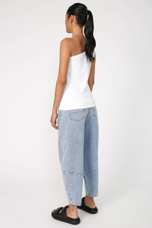 one shoulder tank / white