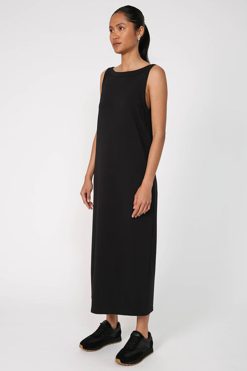kicked tank dress / black