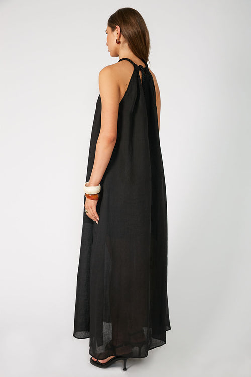 cable maxi dress / black