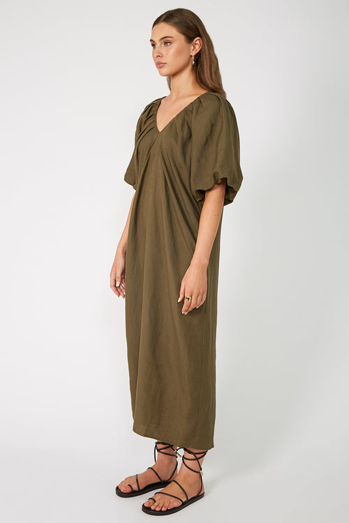 strand midi dress / olive green