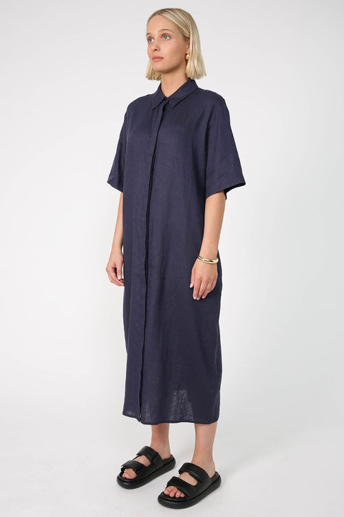 contract shirt dress / navy