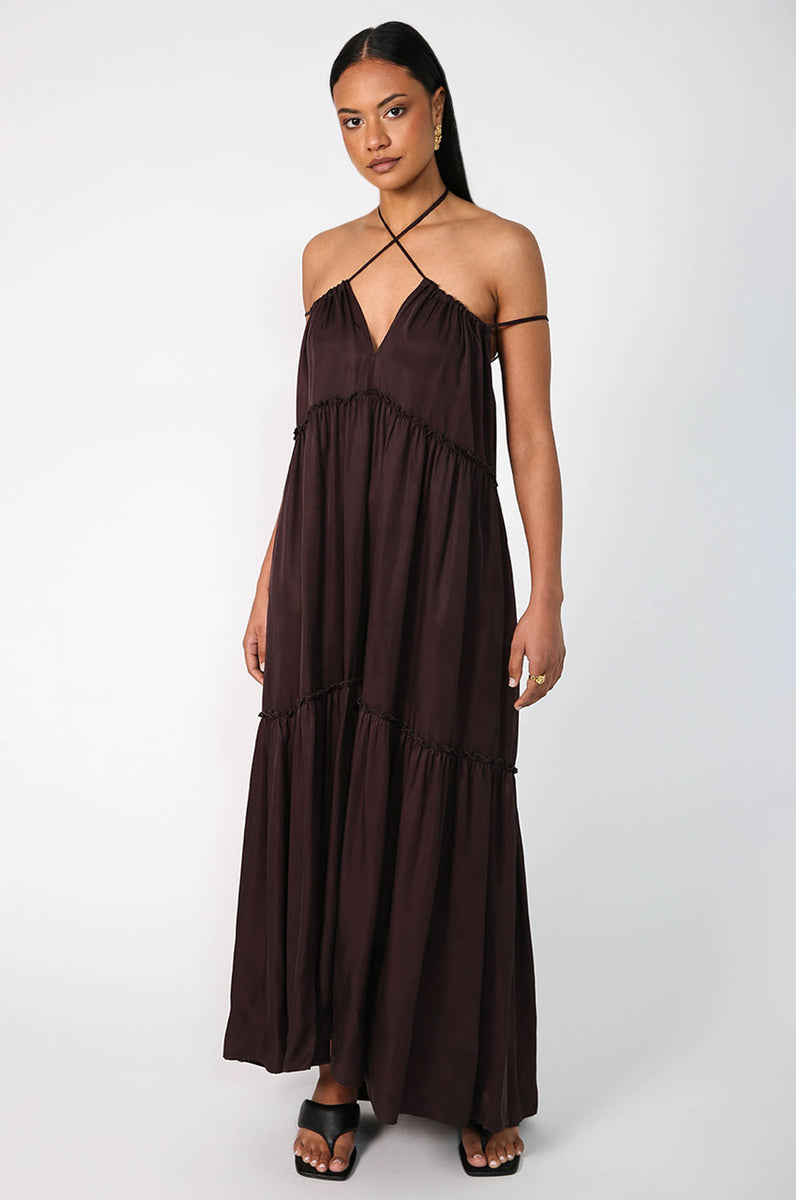 queue dress espresso chocolate brown m o o c h i