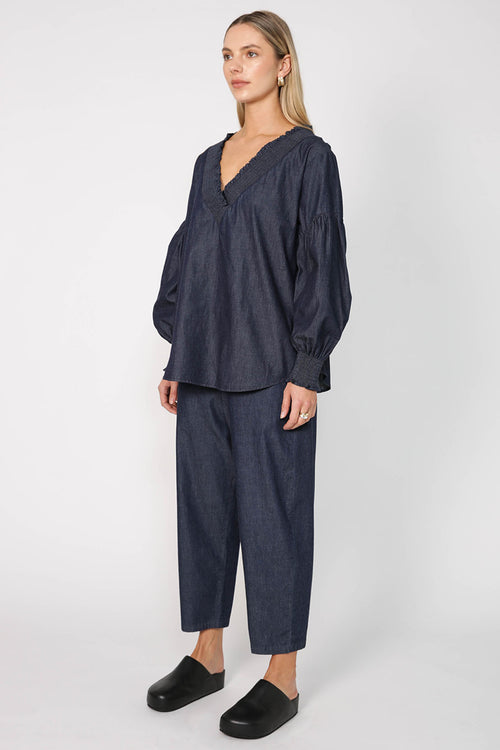 centric top / indigo blue